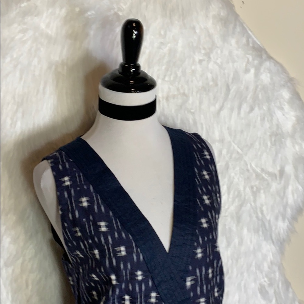 J.Crew Navy Blue Ikat Wrap Dress - Picture 3 of 7